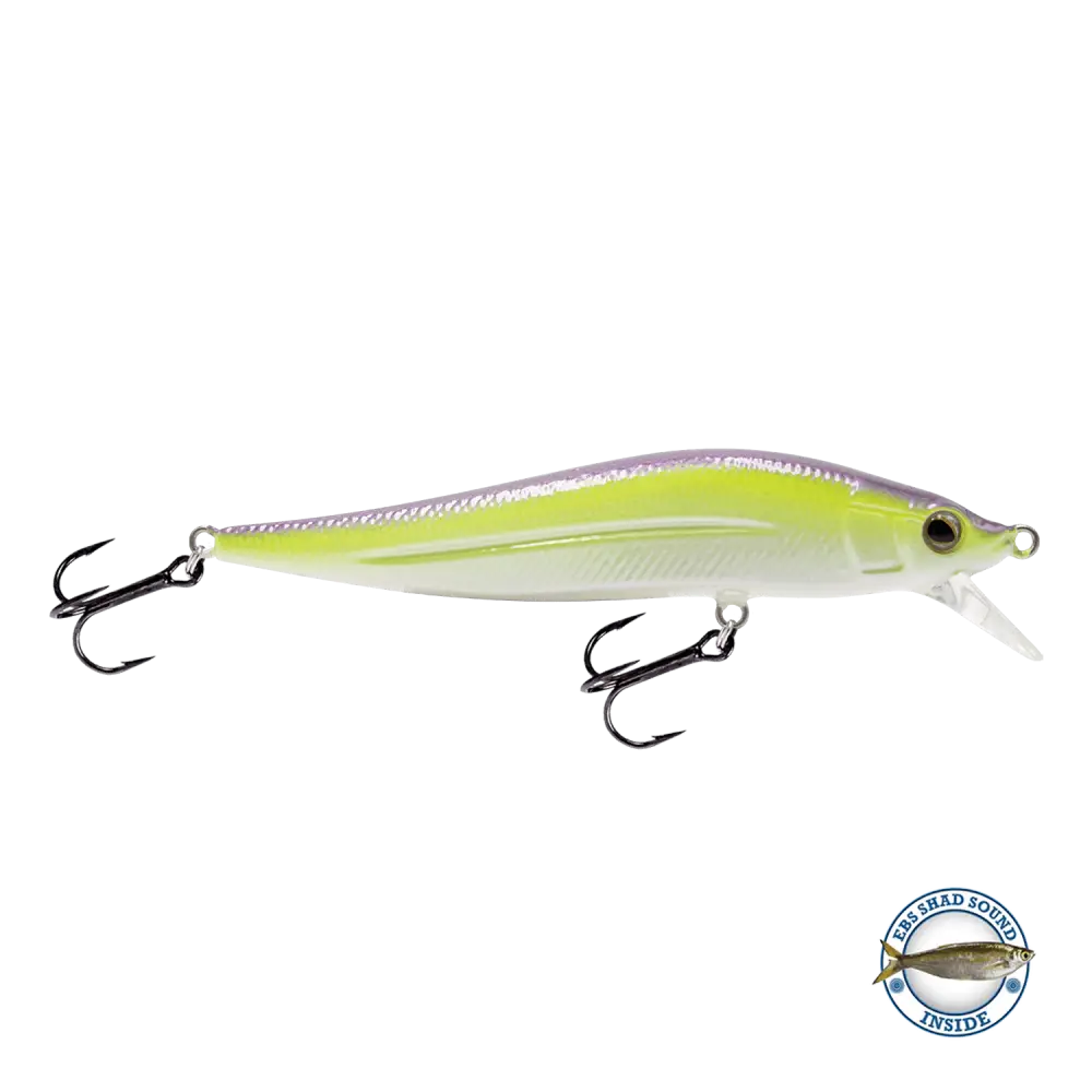 JerkMaster Jr. FW Slow-Sink Jerkbait – EBS Sound Technology | Color: Chartreuse Shad Blue Pearl Pro Money Clown Beauty