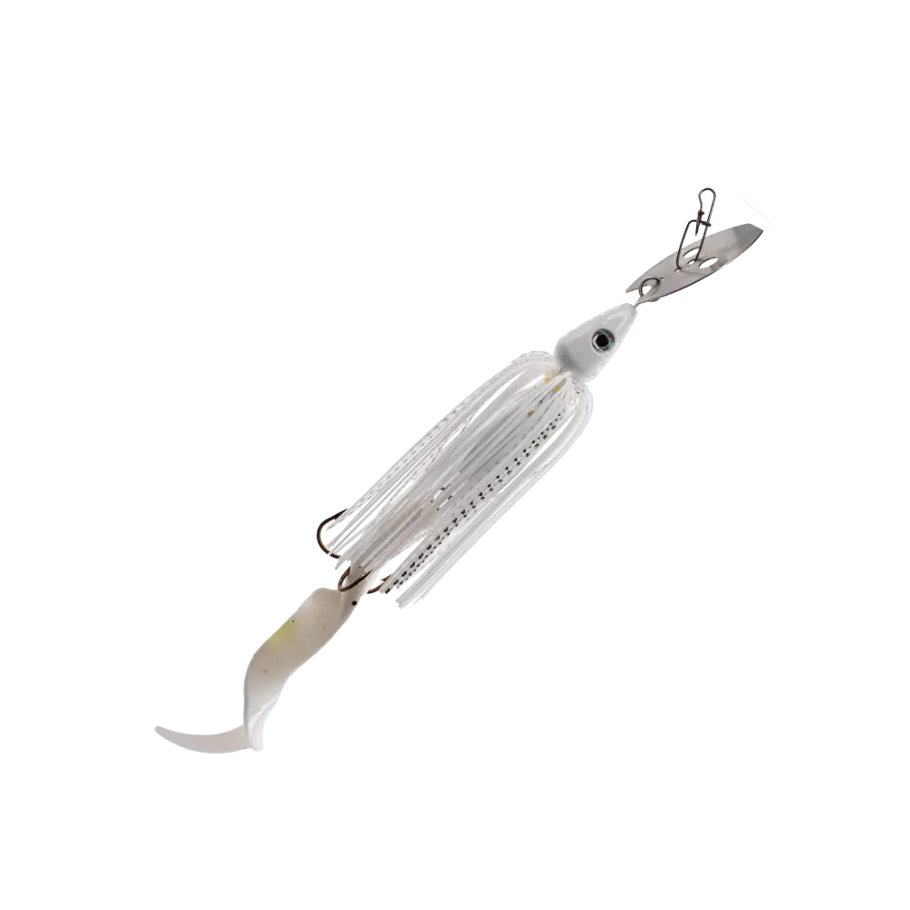 Kamakaze 8’’ Musky Chatterbait – King of Chatterbaits | EBS Sound + Octagonal Blade | Color: Black in Rock Sucker