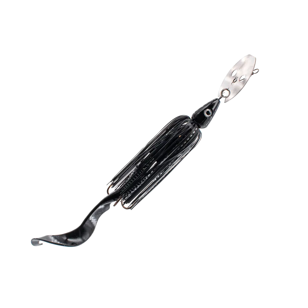 Kamakaze 8’’ Musky Chatterbait – King of Chatterbaits | EBS Sound + Octagonal Blade | Color: Black in Rock Sucker