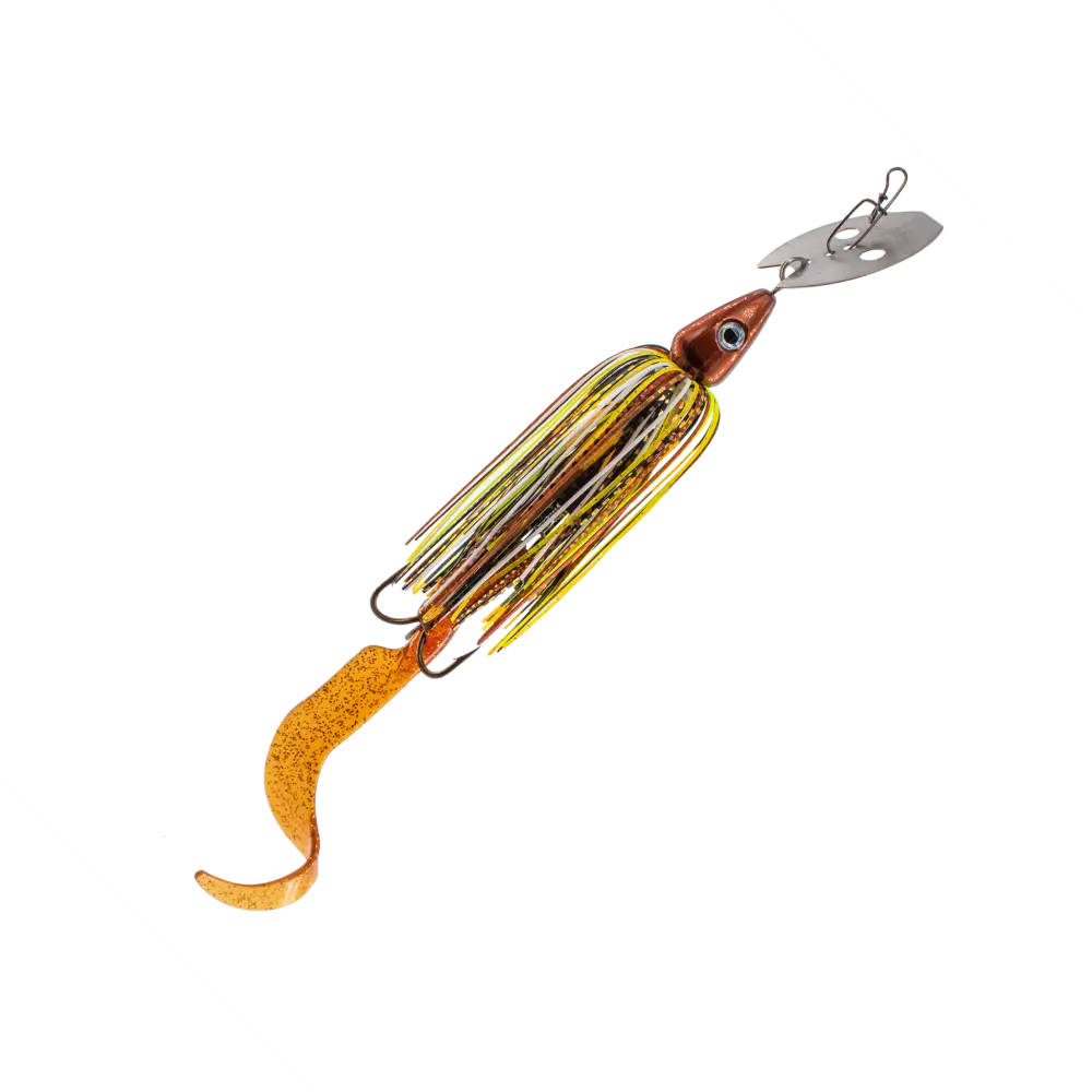 Kamakaze 8’’ Musky Chatterbait – King of Chatterbaits | EBS Sound + Octagonal Blade | Color: Black in Rock Sucker