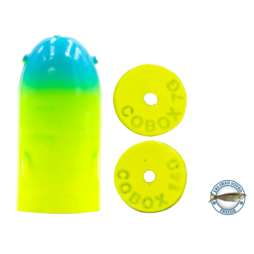 Livingston Bullet Tournament Inline EBS Sound Caller – Add to Any Bait or Rig | Color: Chartreuse Sunrise Shad Blue