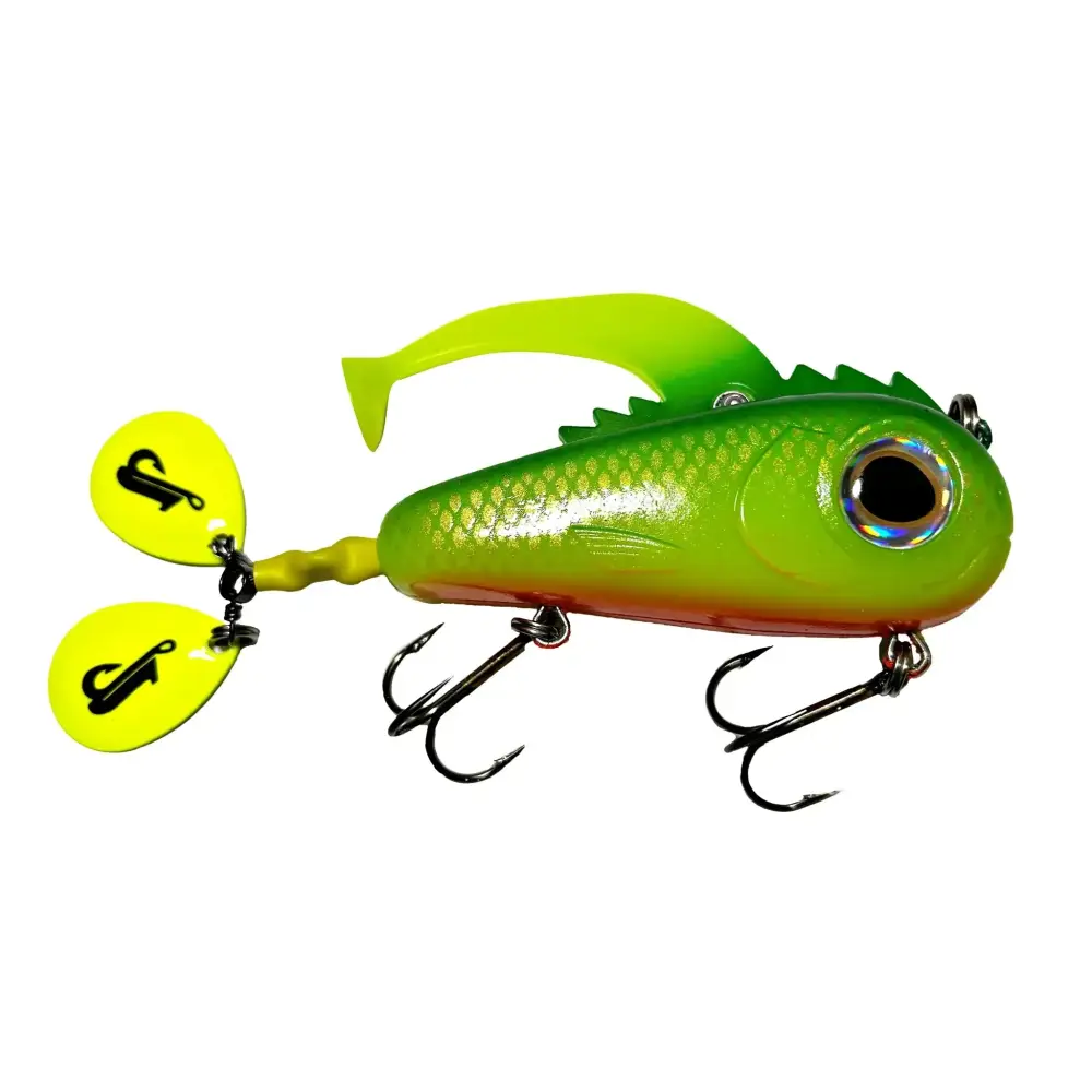 Livingston Lures Critter – EBS Swimbait for Pike Musky & Walleye | Color: Atomic Punk Speed Ball Ghost BB Perch Chart