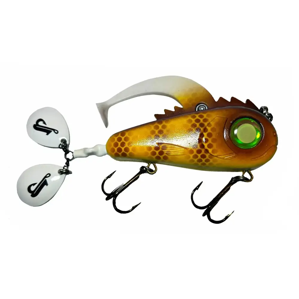Livingston Lures Critter – EBS Swimbait for Pike Musky & Walleye | Color: Atomic Punk Speed Ball Ghost BB Perch Chart