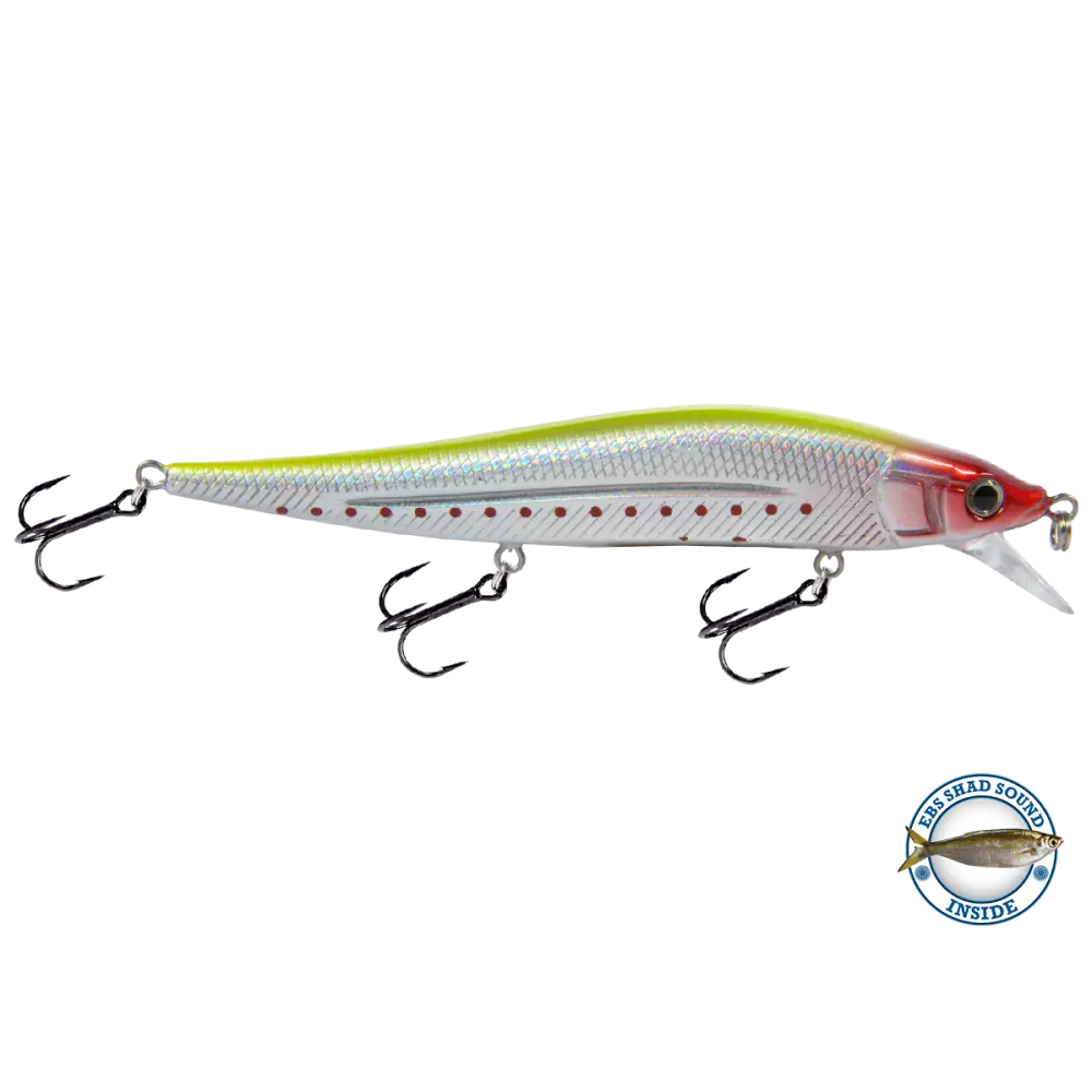 Livingston Lures JerkMaster 121C – EBS Slow-Sink Jerkbait for Bass | Color: Beauty Shad Chartreuse Blue Back Chrome