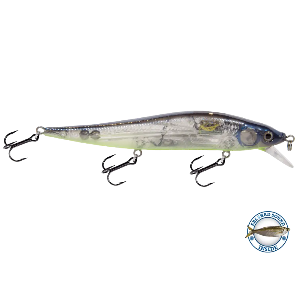 Livingston Lures JerkMaster 121C – EBS Slow-Sink Jerkbait for Bass | Color: Beauty Shad Chartreuse Blue Back Chrome
