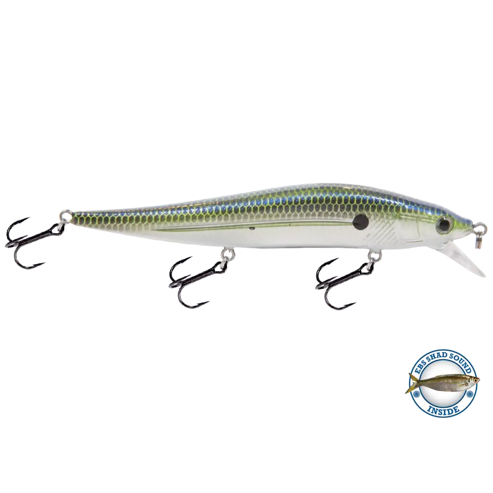 Livingston Lures JerkMaster 121C – EBS Slow-Sink Jerkbait for Bass | Color: Beauty Shad Chartreuse Blue Back Chrome