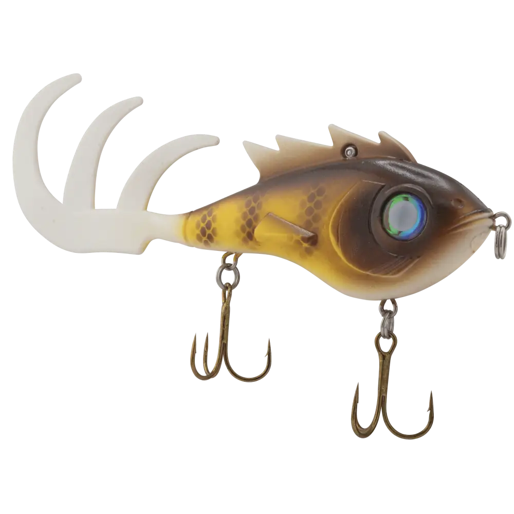 Livingston Lures Menace – EBS Soft Body Jerkbait for Musky & Pike | Color: Nuclear Perch Bottle Rocket Eclipse Ghost