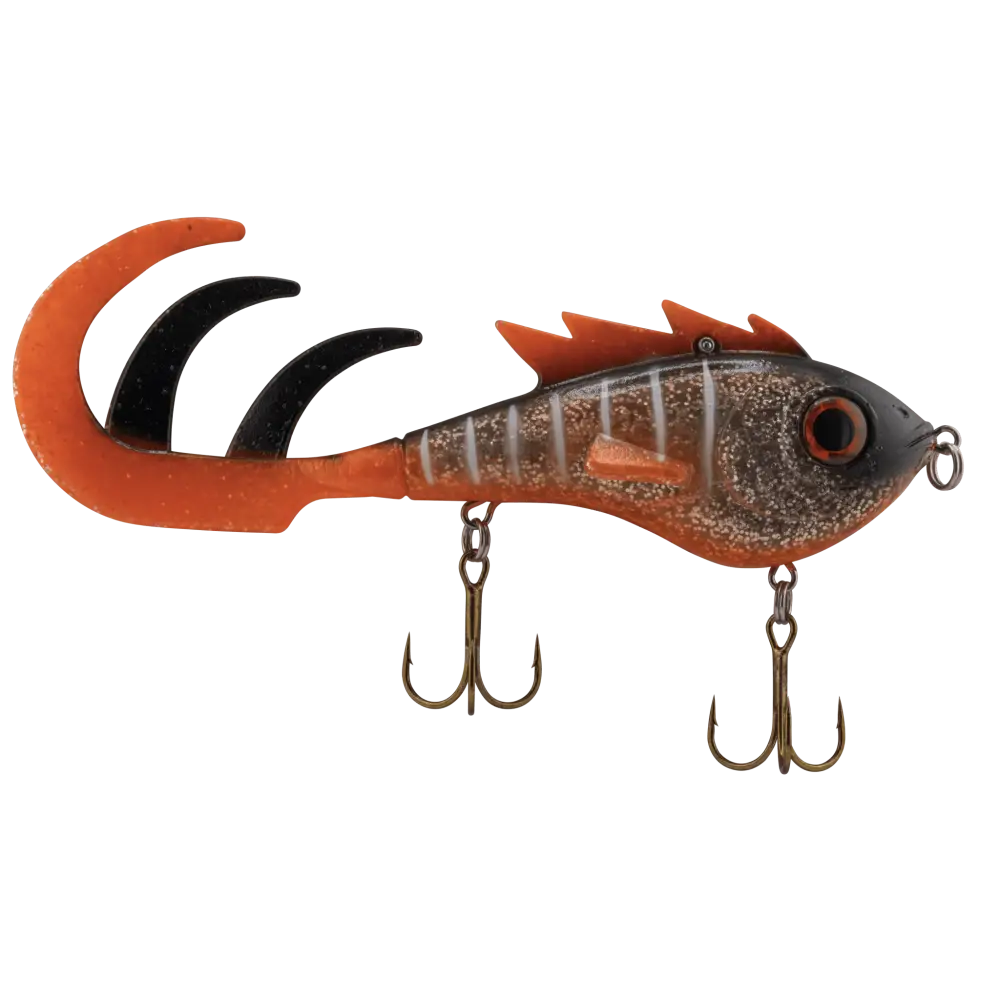 Livingston Lures Menace – EBS Soft Body Jerkbait for Musky & Pike | Color: Nuclear Perch Bottle Rocket Eclipse Ghost