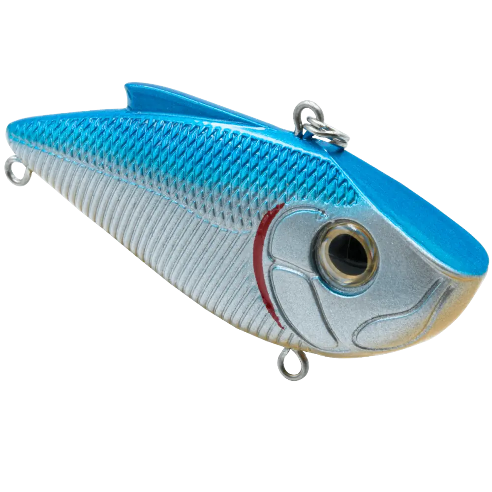Livingston Lures Pro Ripper SW – EBS Lipless Crankbait for Bass & Striper | Color: Black Back Chrome Shad Blue Real XXX