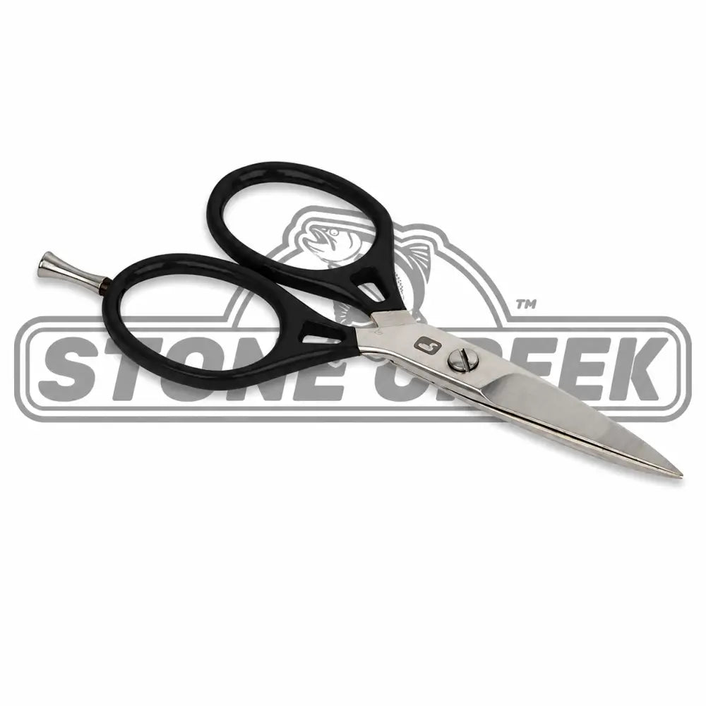 Loon™ - Ergo Prime 5’’ Scissors w/ Peg | Color: Black Yellow - Fly Tying Materials