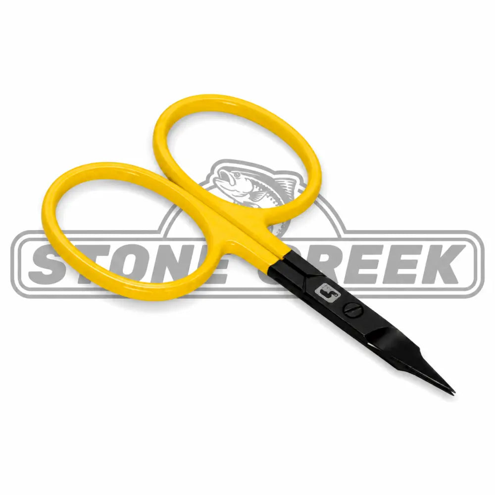 Loon™ - Ergo Prime 6’’ Curved Shears w/ Precision Peg | Color: Black Yellow - Fly Tying Scissors