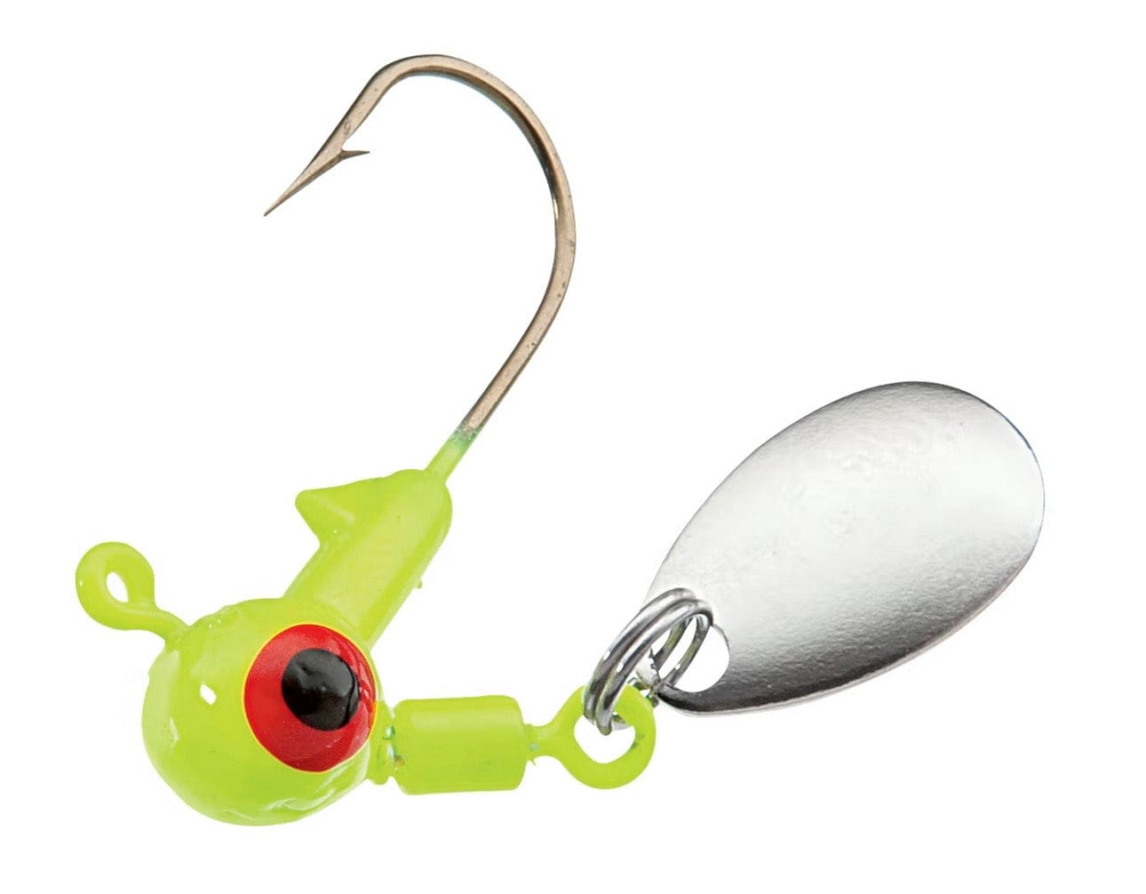 Luck-E-Strike Round Head Spinner Jig Heads, 5 Pack Bronze Hook | Color: Pink Chartreuse