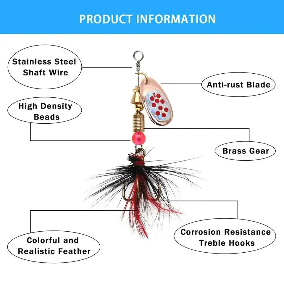 Metal Spoon Spinner Lure Set – 10pc Assorted Spoonbaits & Wobblers (2–8g) | Color: 10pcs - Artificial Fishing Spinners
