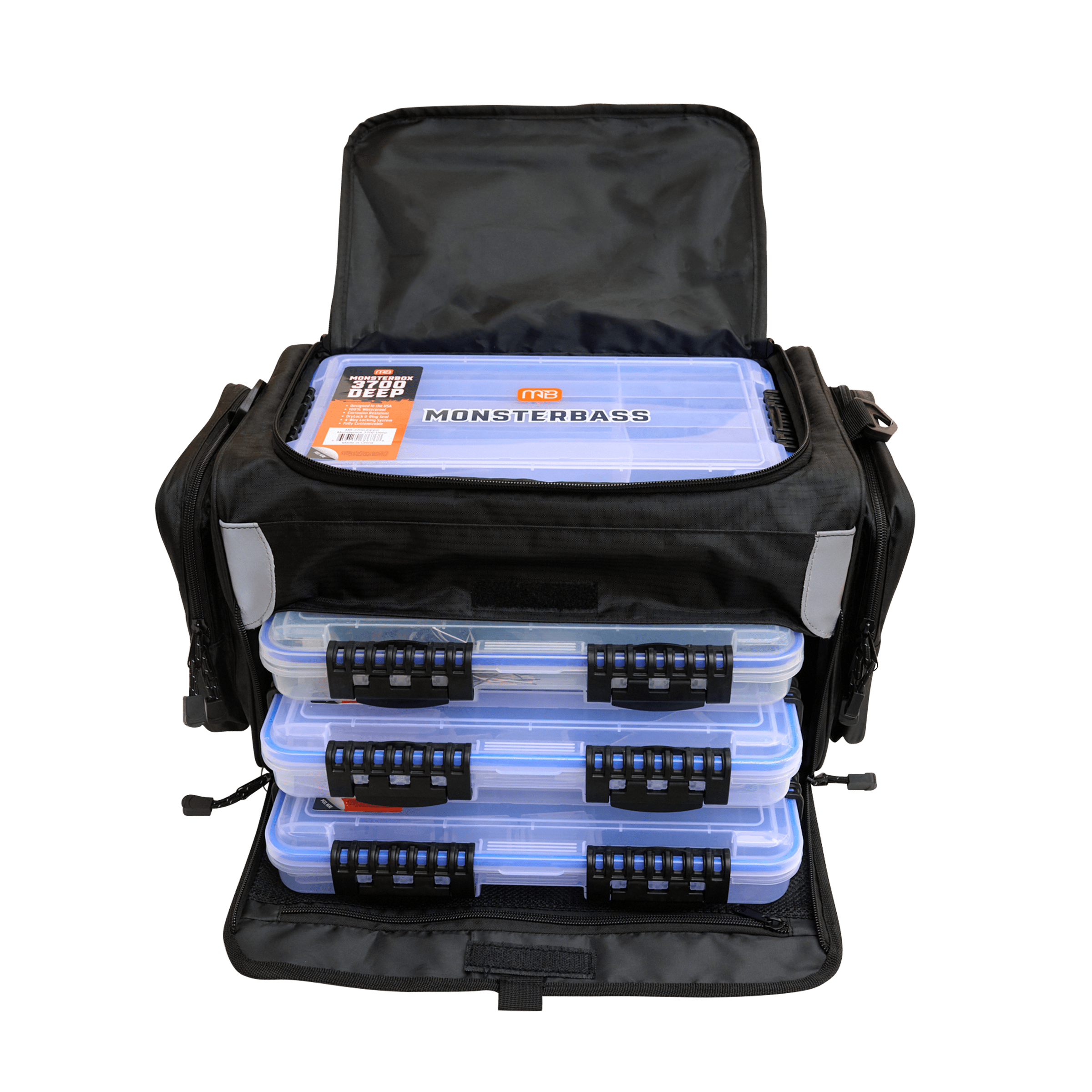 MONSTERBASS LUNKERBAG Tackle Bag, Heavy-Duty Rip-Stop Polyester | Options: Only + 2 Monsterbox 3700 Deep + 3 Vault