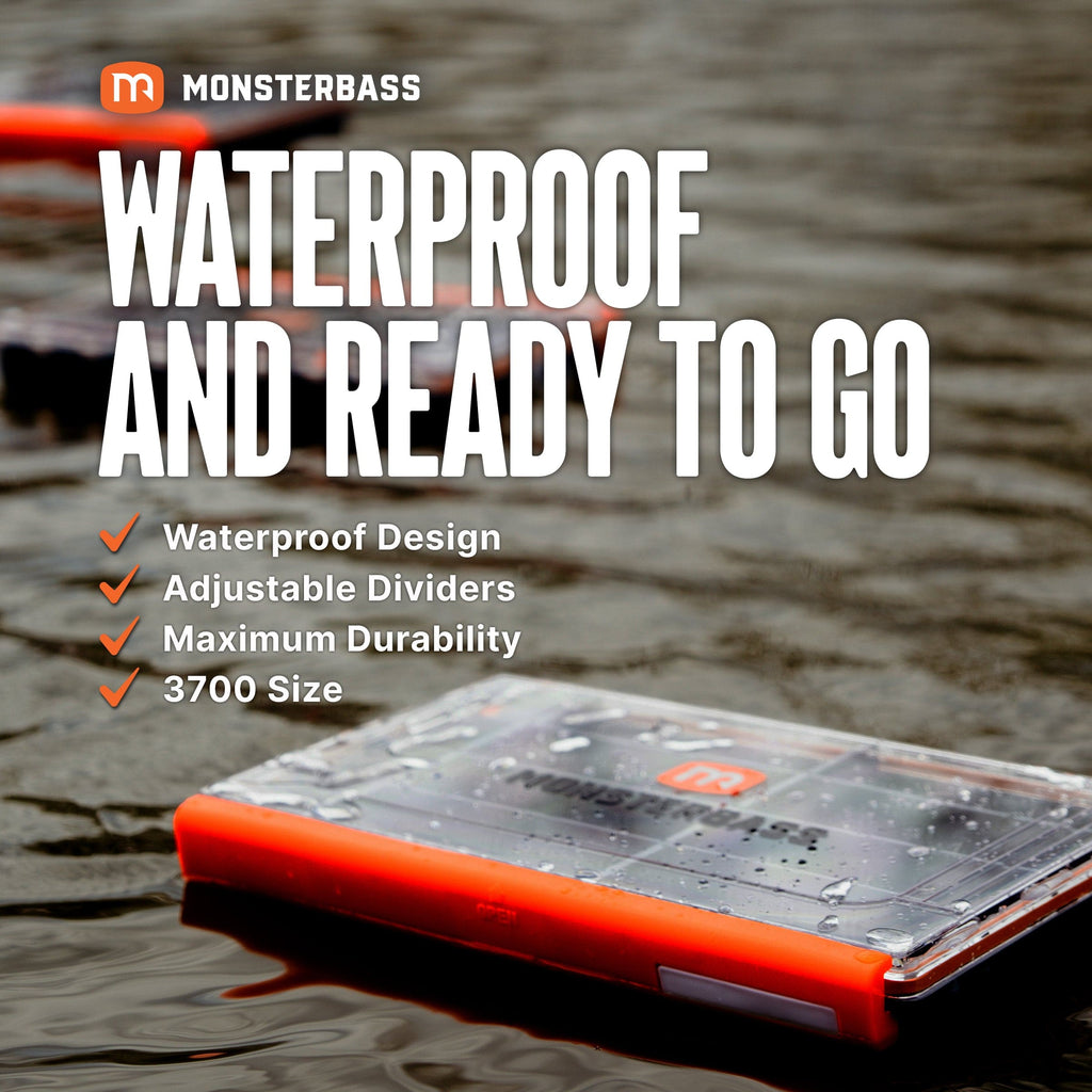 MONSTERBASS The Vault Waterproof Tackle Box | 360° Gasket Storage | Size: 3600 3700 Spinnerbait Crankbait | Jerkbait