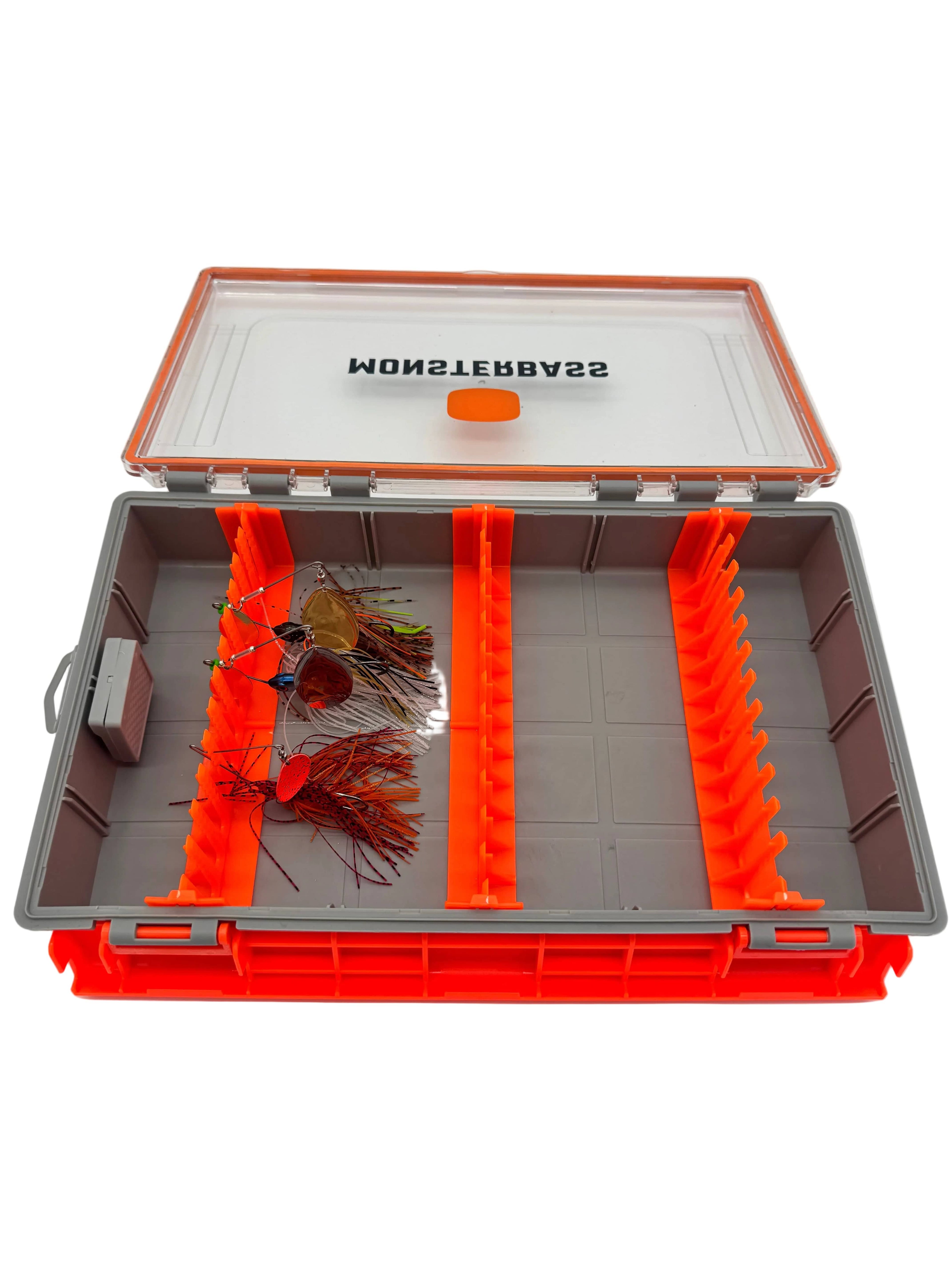 MONSTERBASS The Vault Waterproof Tackle Box | 360° Gasket Storage | Size: 3600 3700 Spinnerbait Crankbait | Jerkbait