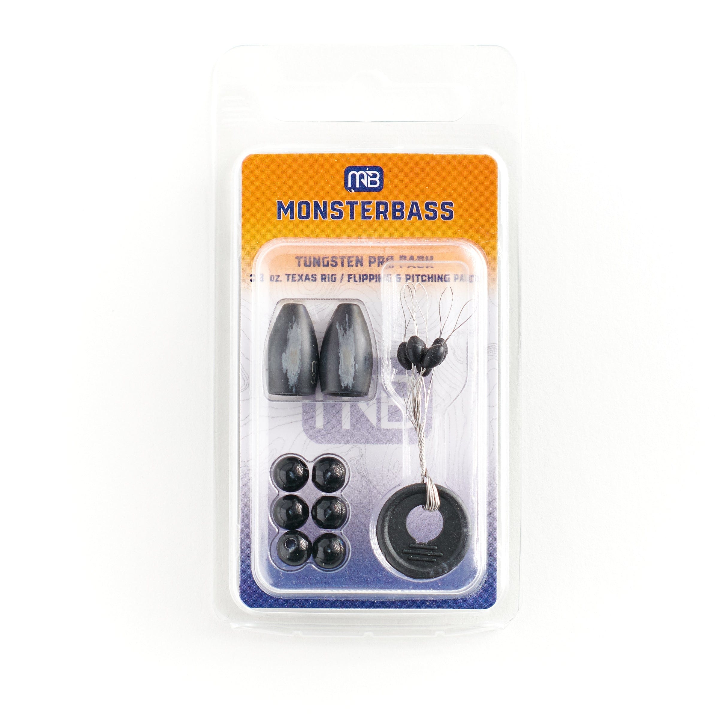 MONSTERBASS Tungsten Pro Pack, Texas Rig & Flipping Kit with Weights Stops Beads | Size: 1/4oz 3/8oz - Fishing