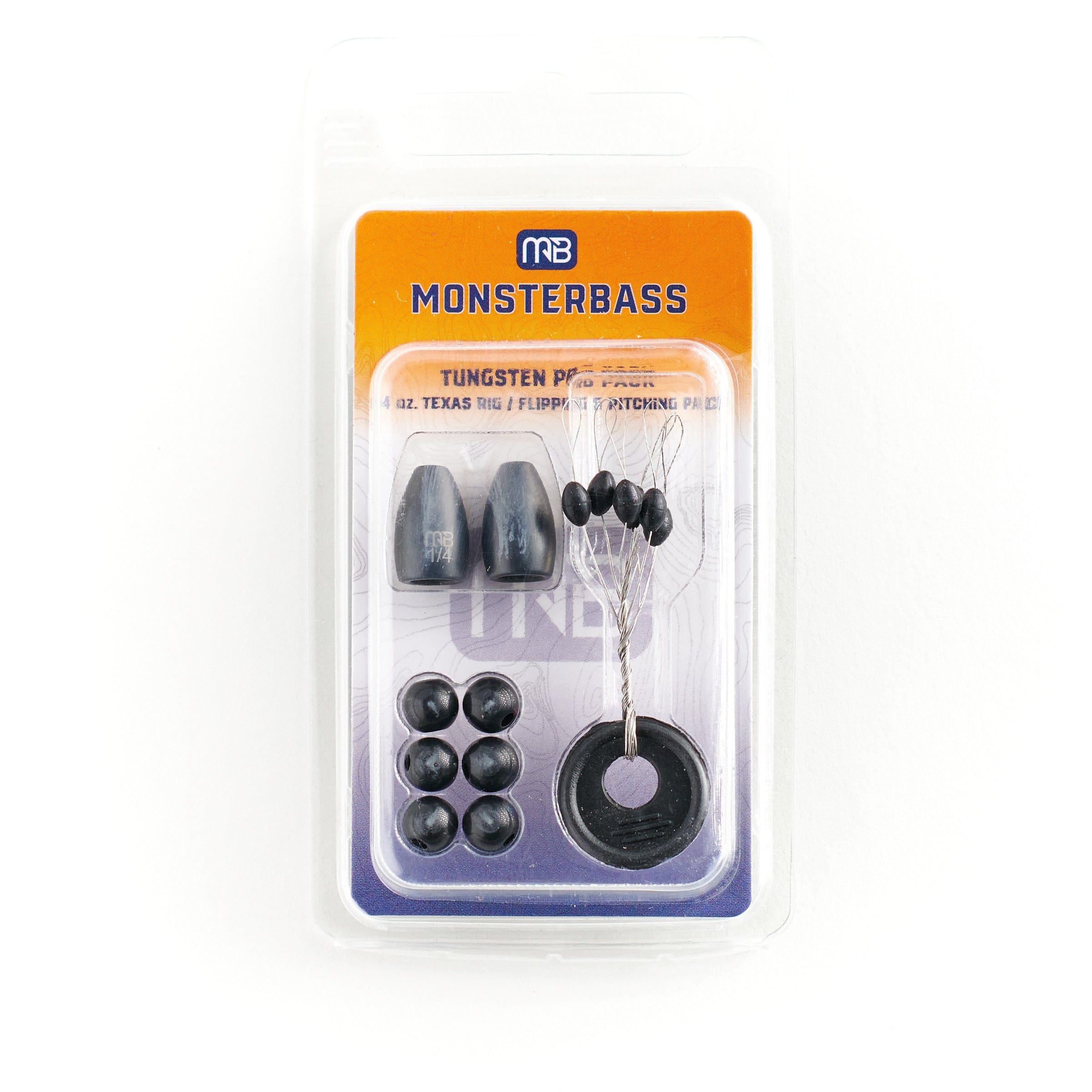MONSTERBASS Tungsten Pro Pack, Texas Rig & Flipping Kit with Weights Stops Beads | Size: 1/4oz 3/8oz - Fishing