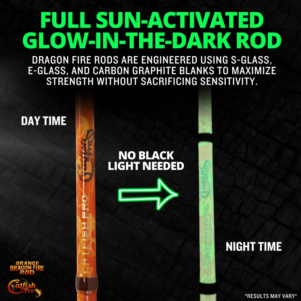 Orange Dragon Fire Casting Glow Rod | Action: Medium Medium-Heavy Heavy - Catfish