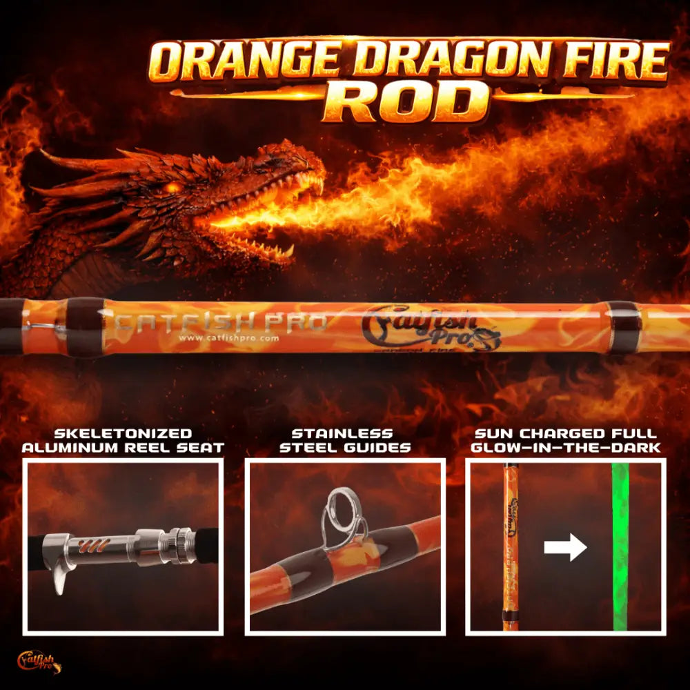 Orange Dragon Fire Casting Glow Rod | Action: Medium Medium-Heavy Heavy - Catfish