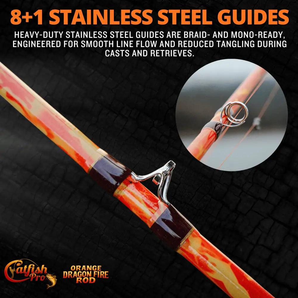 Orange Dragon Fire Casting Glow Rod | Action: Medium Medium-Heavy Heavy - Catfish
