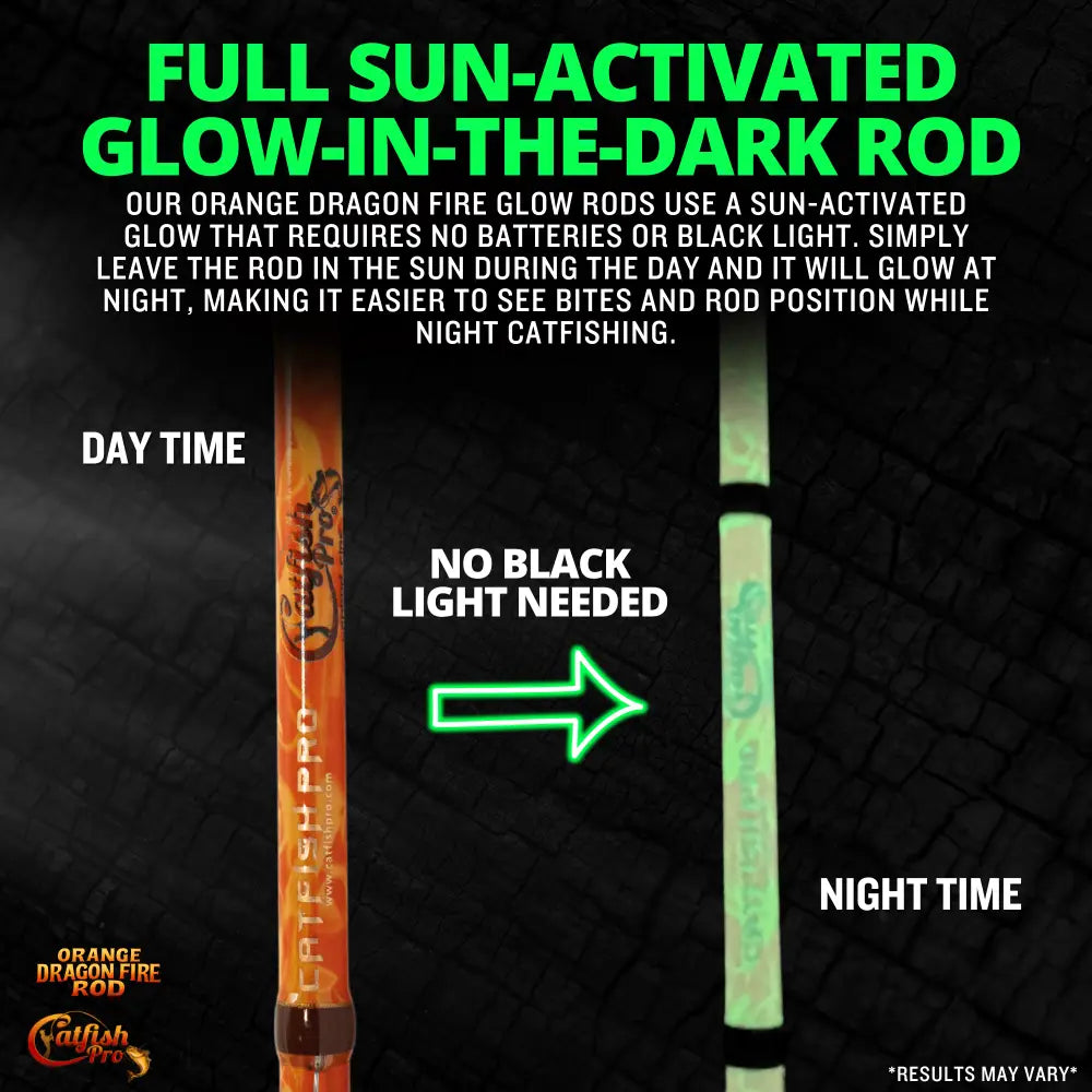 Orange Dragon Fire Spinning Glow Rod | Action: Medium Medium-Heavy Heavy - Catfish