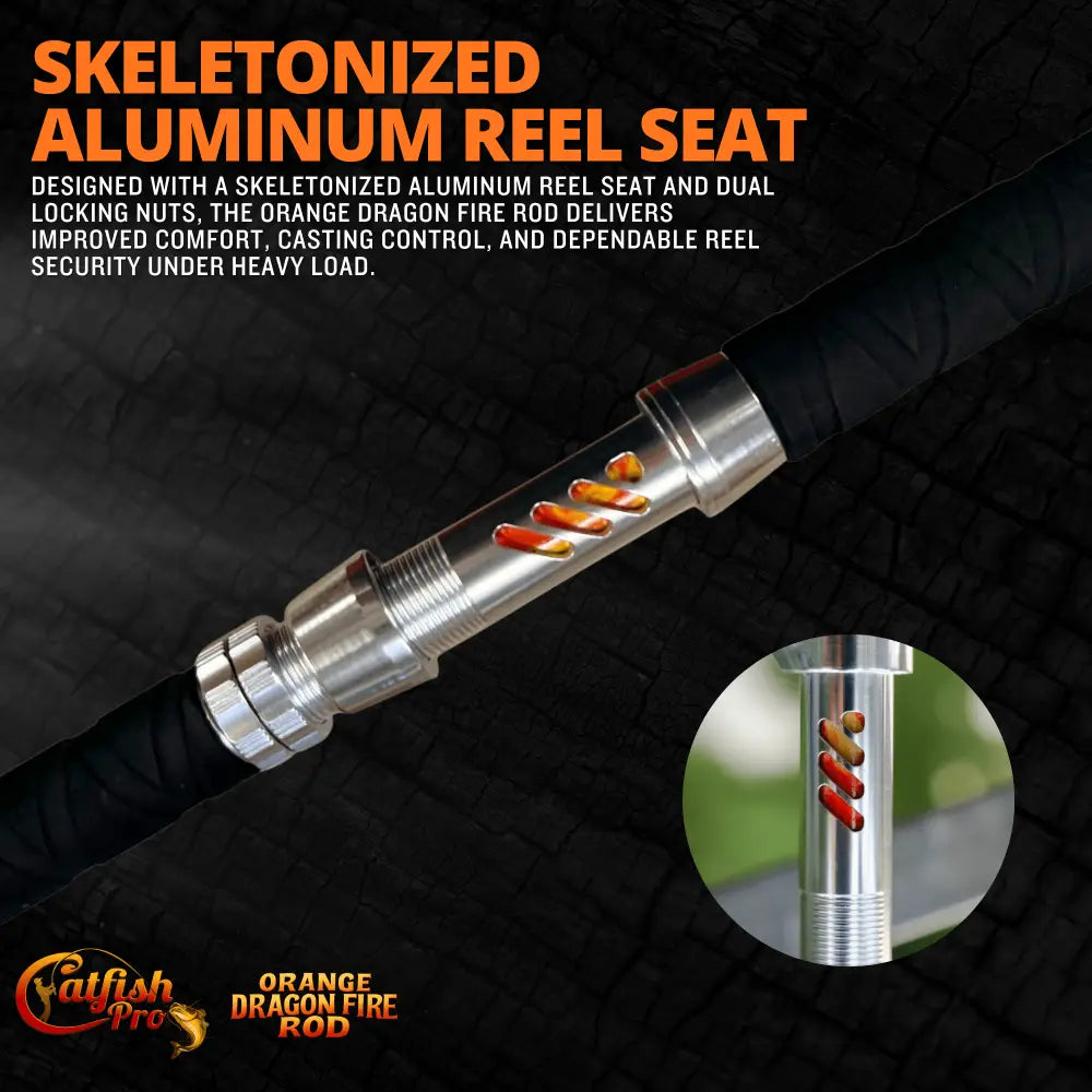 Orange Dragon Fire Spinning Glow Rod | Action: Medium Medium-Heavy Heavy - Catfish