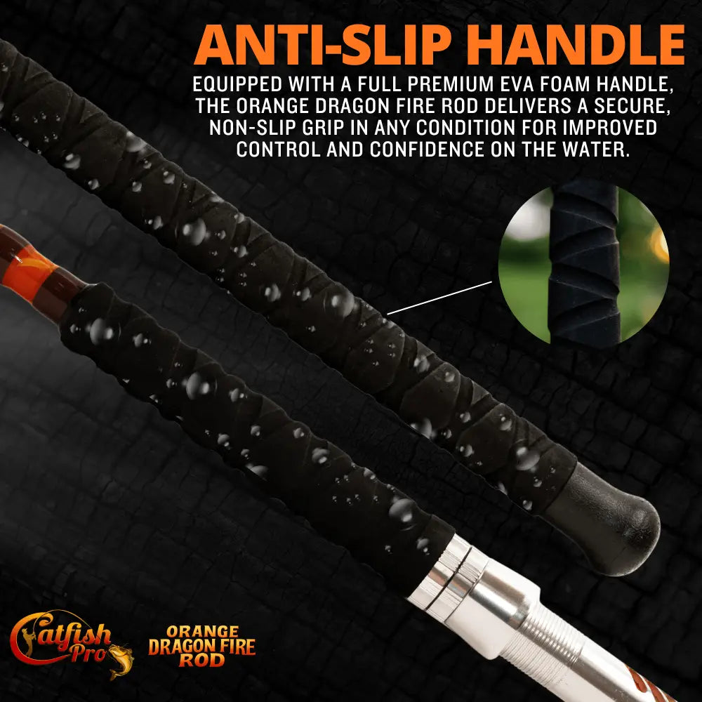 Orange Dragon Fire Spinning Glow Rod | Action: Medium Medium-Heavy Heavy - Catfish