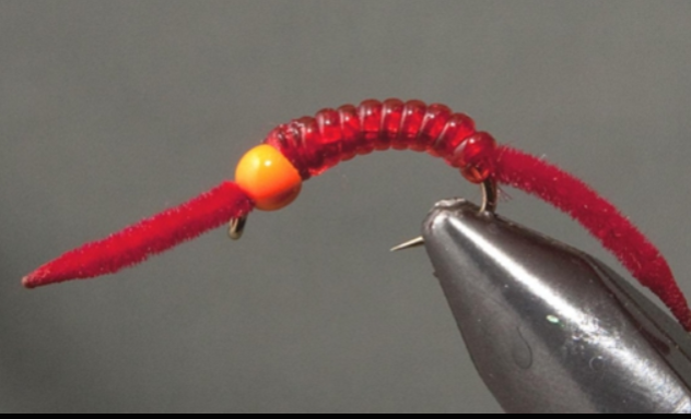 Power Worm - Bead Head | Style: Red Hot-Head Pink / Silver Belly Purple / Size: 06 08 10 12 14 - 3 Pack - Artificial