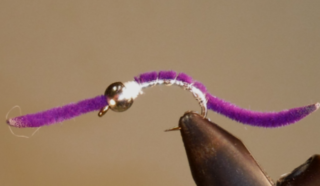 Power Worm - Bead Head | Style: Red Hot-Head Pink / Silver Belly Purple / Size: 06 08 10 12 14 - 3 Pack - Artificial