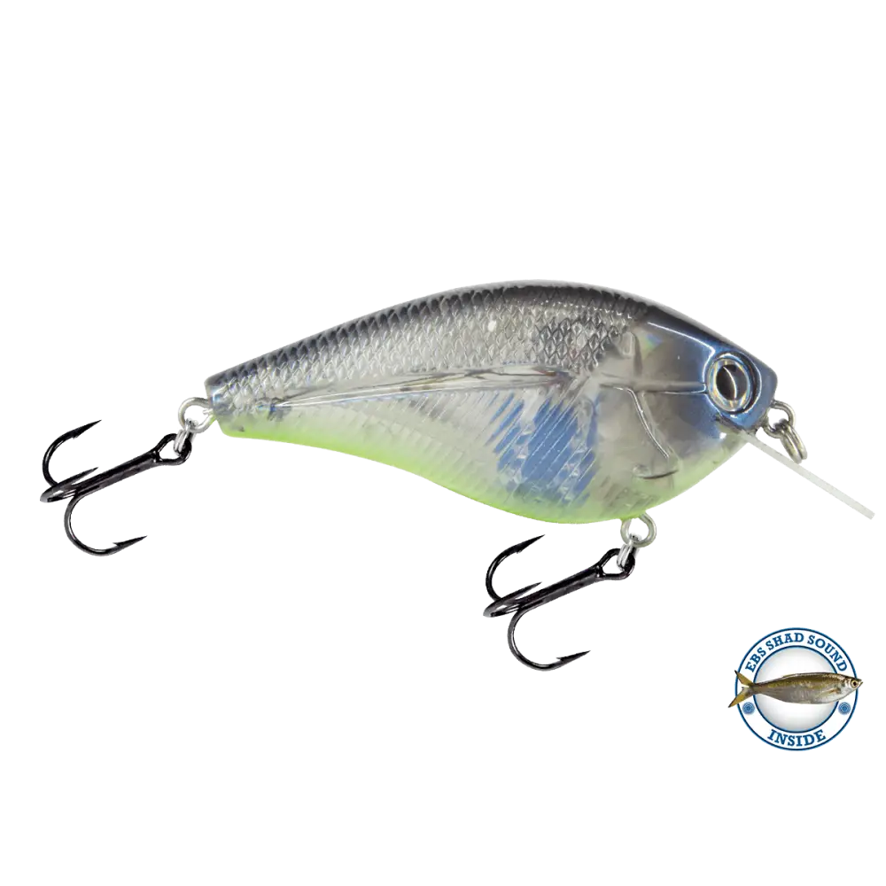 Primetyme SQ 2.0 Square Bill Crankbait – EBS Sound Technology | Color: Chartreuse Splatter Shad Back Pearl Sunrise