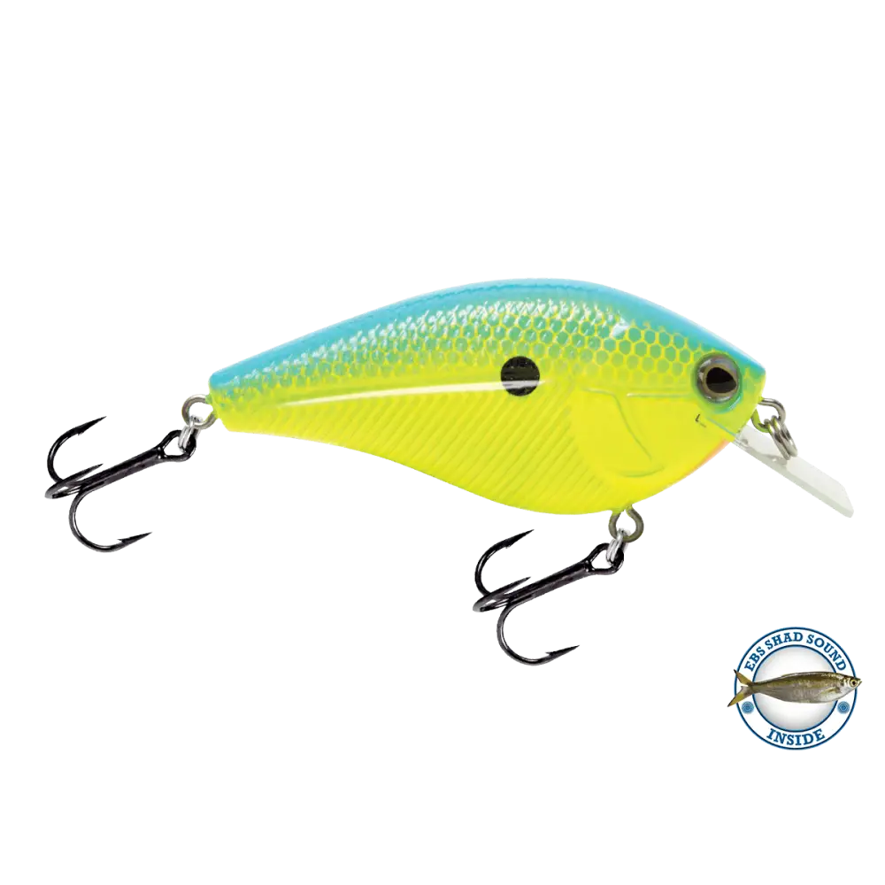 Primetyme SQ 2.0 Square Bill Crankbait – EBS Sound Technology | Color: Chartreuse Splatter Shad Back Pearl Sunrise