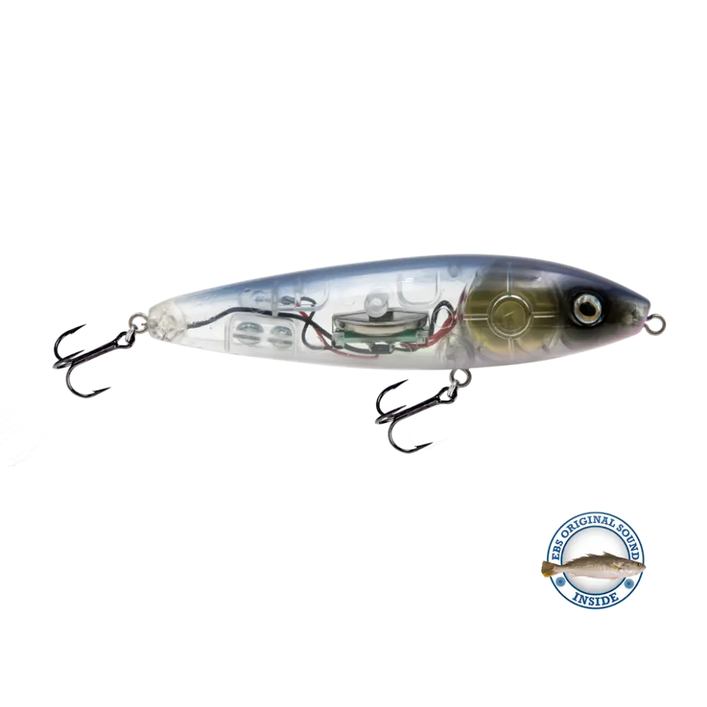 Pro Sizzle Walk-the-Dog Topwater with Illuminated Tail – EBS Sound Technology | Color: Natural Perch Sexy Melon XXX