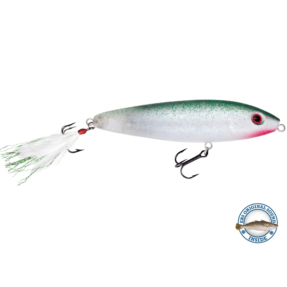 Pro Sizzle Walk-the-Dog Topwater with Illuminated Tail – EBS Sound Technology | Color: Natural Perch Sexy Melon XXX