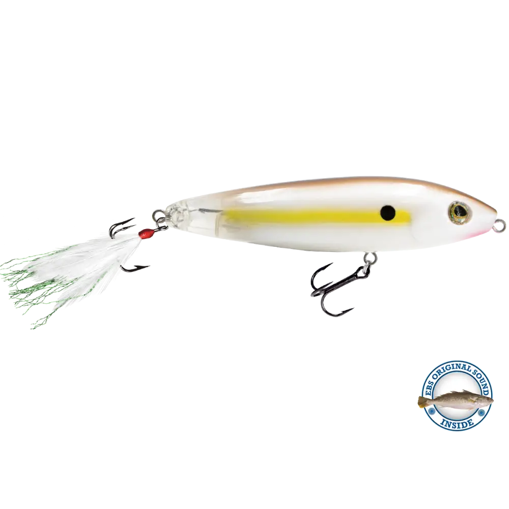 Pro Sizzle Walk-the-Dog Topwater with Illuminated Tail – EBS Sound Technology | Color: Natural Perch Sexy Melon XXX
