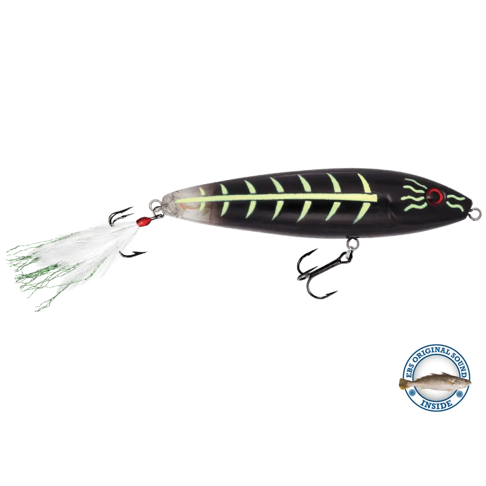 Pro Sizzle Walk-the-Dog Topwater with Illuminated Tail – EBS Sound Technology | Color: Natural Perch Sexy Melon XXX