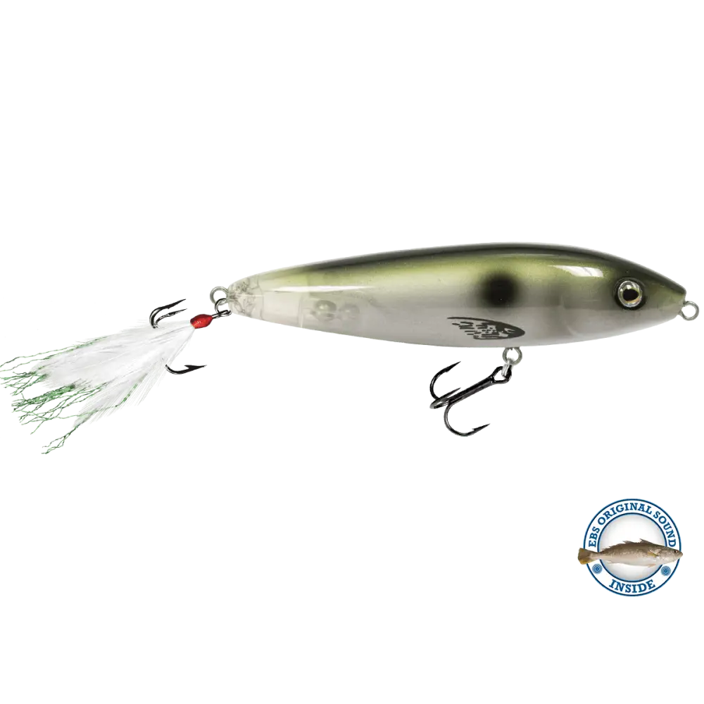 Pro Sizzle Walk-the-Dog Topwater with Illuminated Tail – EBS Sound Technology | Color: Natural Perch Sexy Melon XXX