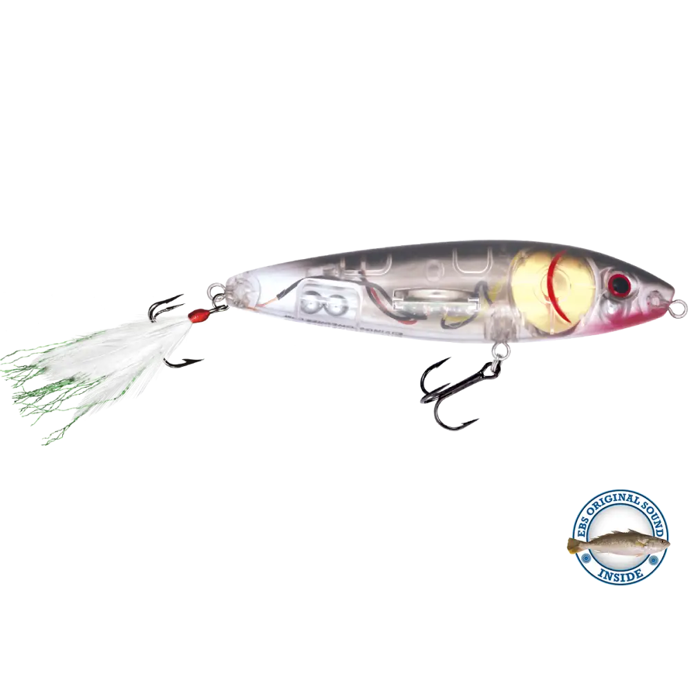 Pro Sizzle Walk-the-Dog Topwater with Illuminated Tail – EBS Sound Technology | Color: Natural Perch Sexy Melon XXX