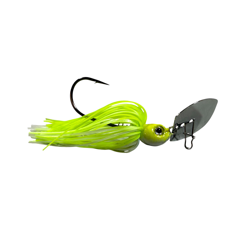 Pulse Fish Main Piece Custom Bladed Jig – Hunting Action Bass Lure | Color: Black/Blue Chartreuse/White Green Pumpkin