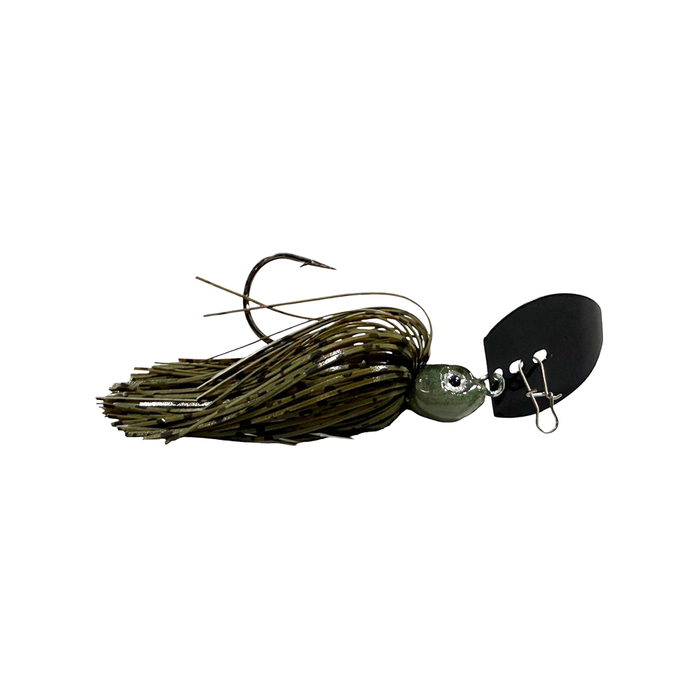 Pulse Fish Main Piece Custom Bladed Jig – Hunting Action Bass Lure | Color: Black/Blue Chartreuse/White Green Pumpkin