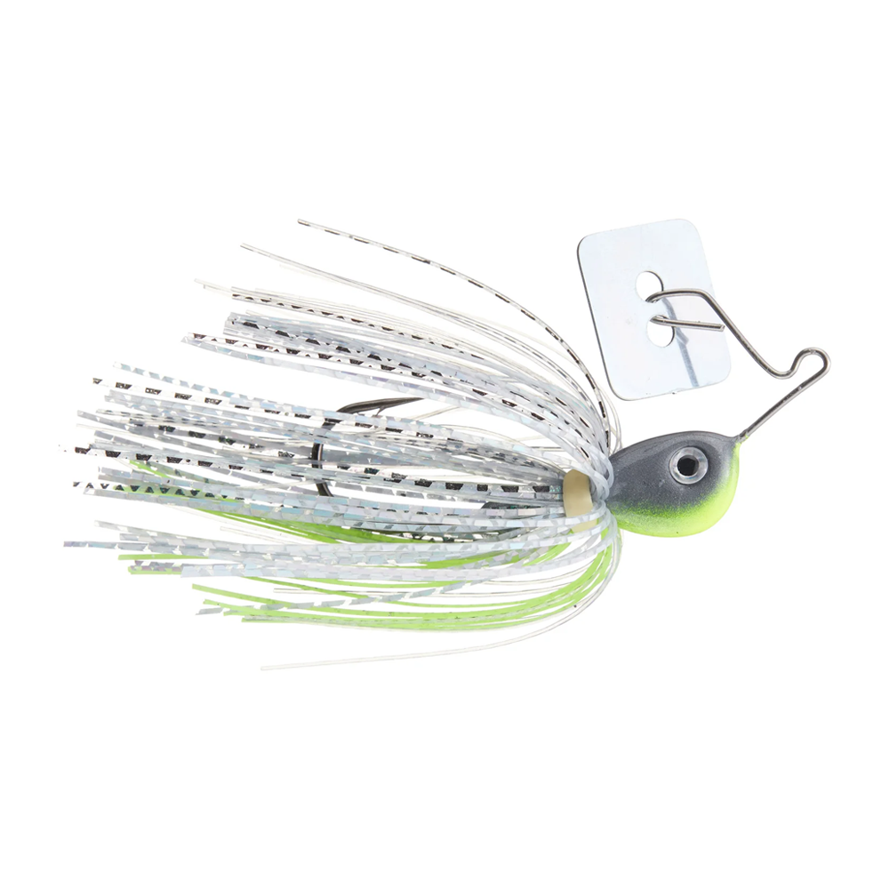 Pulse Fish Side Piece – Wire Frame Bladed Jig with Unique Hunting Action | Color: Black/Blue Bluegill Chartreuse/White