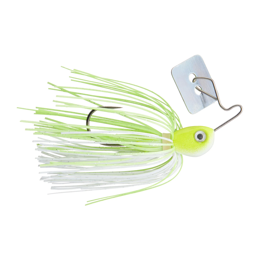 Pulse Fish Side Piece – Wire Frame Bladed Jig with Unique Hunting Action | Color: Black/Blue Bluegill Chartreuse/White