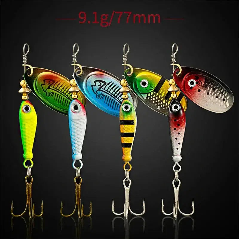 Rotating Metal Spinner Fishing Lure 9.1g 7cm – Sequin Hard Bait with Treble Hook for Bass Pike Carp & Trout | Color: