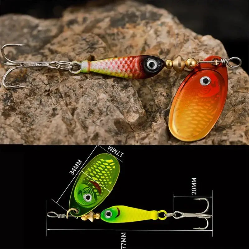 Rotating Metal Spinner Fishing Lure 9.1g 7cm – Sequin Hard Bait with Treble Hook for Bass Pike Carp & Trout | Color: