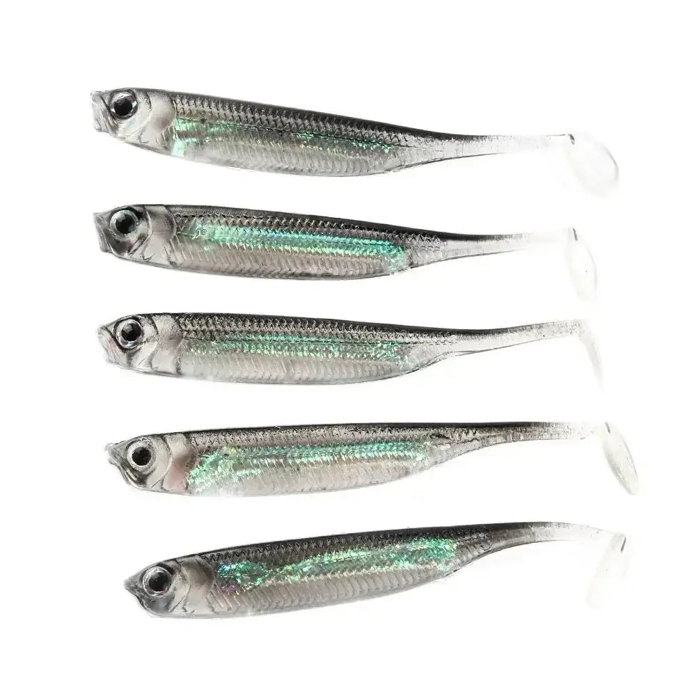 Soft Bait Spinner Lures – 5-Pack (7–9cm 1.7–2.7g) | Color: t lure tip tail - Fishing