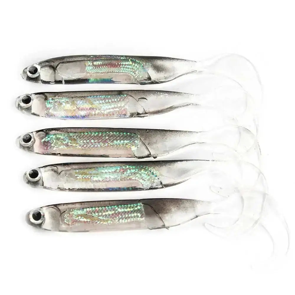 Soft Bait Spinner Lures – 5-Pack (7–9cm 1.7–2.7g) | Color: t lure tip tail - Fishing