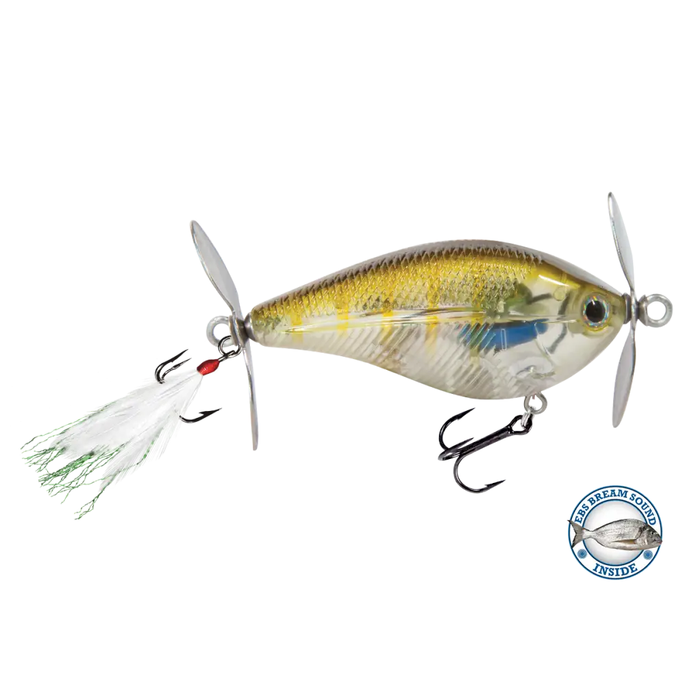 SpinMaster 2.6’’ Dual-Prop Topwater Lure for Bass – EBS Sound Technology | Color: Beauty Shad Black Back Chrome