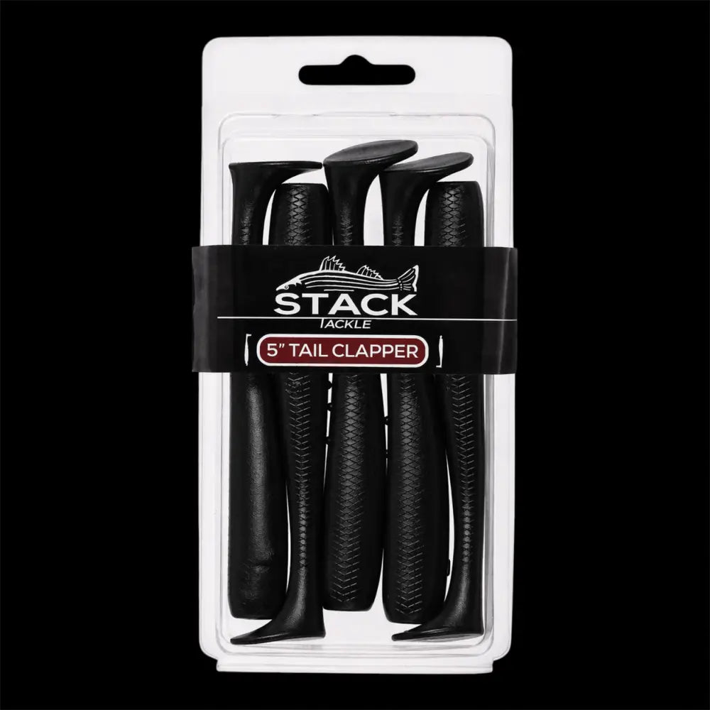 Stack Tackle 5’’ Tail Clapper Soft Plastic, 5-Pack Paddle 6 Colors | Color: White Pink Black Chartreuse Olive Top