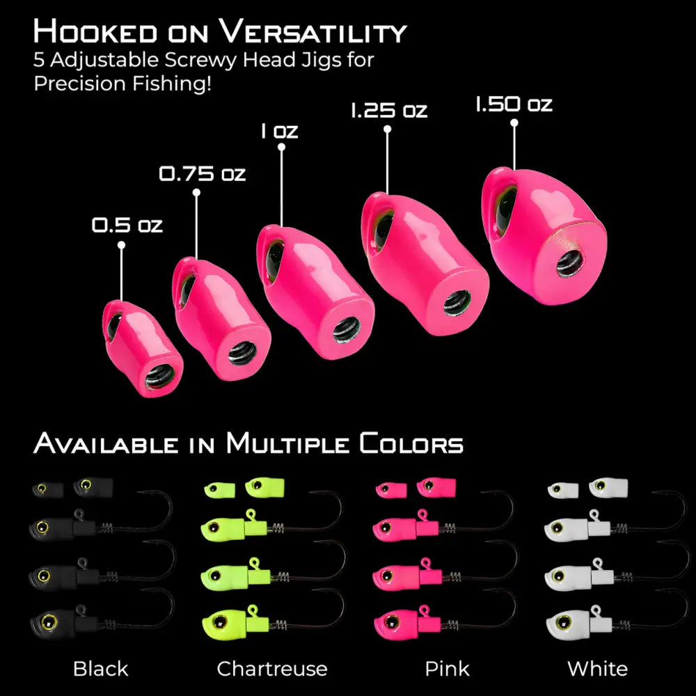 Stack Tackle Screwy Head Replacement Jig Heads, 5/0 2-Pack 5 Sizes 4 Colors | Size: 0.5 oz 0.75 1 1.25 1.5 | Color: