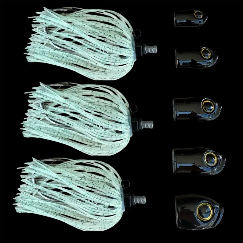 Stack Tackle Skirted Screwy Head Jig Kit, 5 Heads + 3 Mustad Hooks Silicone Skirt 13 Colors | White: White Pink (White